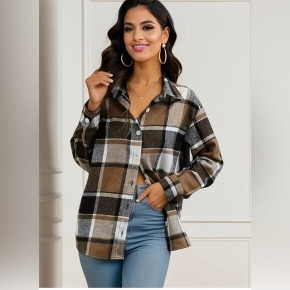 Relaxed Fit Plaid Flannel Shirt - Picture 1 of 5